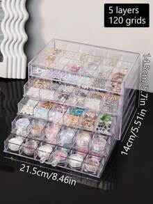 1pc Multi-Layer Acrylic Transparent Fashion Practical Multi-Function Nail Rhinestone Decoration Storage Box, Suitable For Rings, Earrings, Necklaces, Bracelets And Other Jewelry ,Room Decor - Multicolor - View 14