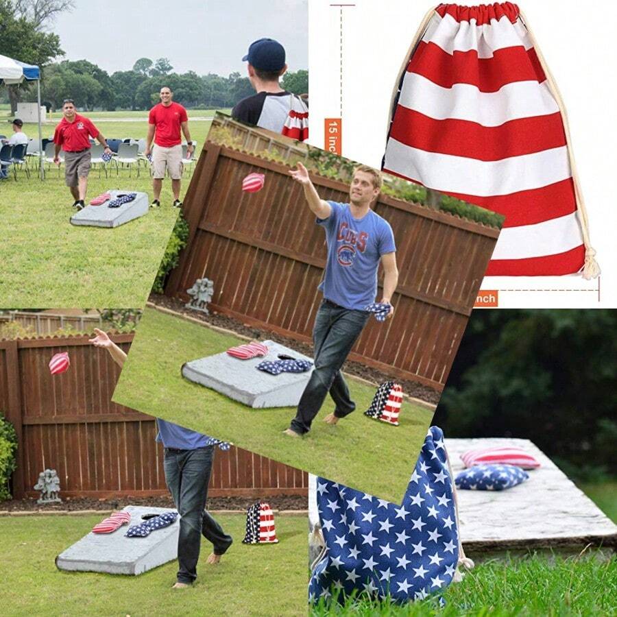 Cornhole Bolsa duradera para bolsas de Cornhole con soporte para bolsas patriticas porttil para regular el agujero de maz bolsas de acenamiento de maz bolsas de agujero de maz juego de transporte lanzando divertidas estrellas y rayas al aire libreDecoración de cuarto, Muebles, Herramientas para hombre, Muebles para cuarto - [AUTOMÓVIL CLUB BRITÁNICO - Ver 1