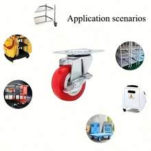 4pcs Heavy Duty Quiet Locking Casters With Brake, Suitable For Office Cabinets, Computer Desks, Storage Boxes And Workstations, Metal Glossy Surface, Non-Slip Wheels With Safety Locking Mechanism - A - View 8