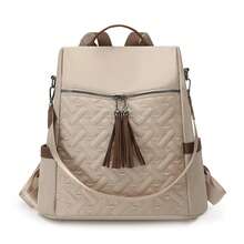 Women's Fashion Large Capacity Anti-Theft Backpack For Travel And Commute - Beige - View 10