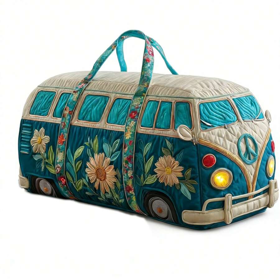 Large Canvas Camping Overnight Travel Bag, Hippie Journey Quilted Duffel Bag, Stylish Women's Large Capacity Weekend Bag, Overnight Luggage Bag Gym Tote - 彩色 - 查看 1