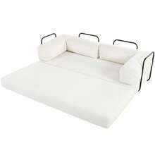 MERAX L-Shaped Modular Sofa Bed In Corduroy Fabric, Ideal For Living Rooms And Apartments, Beige - 米色 - 查看 11