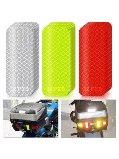 36 pezzi Adesivi riflettenti ad alta visibilità, Nastro riflettente impermeabile, Strisce riflettenti di sicurezza in blocco per auto, camion, motocicli, biciclette, rimorchi, caschi, scooter, borse per cassette postali, 3 x 8 cm