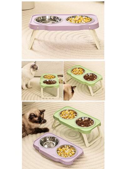 Elevated Pet Bowl, Anti-Spill Cat Dog Bowls, Stainless Steel Dual Bowls For Small/Medium Pets