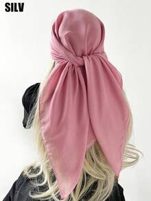 1pc Women Beach Accessories Solid Color Imitation Linen Square Scarf, Headwrap, Bandana, Suitable For Outdoor, Beach, Daily Wear, Holidays - A90 Imitation Cotton and Linen - View 36