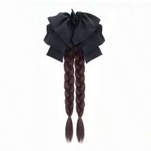 Ponytail Hair Clip, Faux Hair French Messy Bowknot Double Braid Long Ponytail Wig For Women - Multicolor - View 10