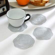 2/4pcs Rose Flower Placemats, Coasters, Heat-Resistant PVC Tableware Mats, European Style Washable Insulation Pads For Kitchen, Dining Room, Cafe, Party, Wedding, Christmas, Valentine's Day, Thanksgiving - Multicolor - View 15