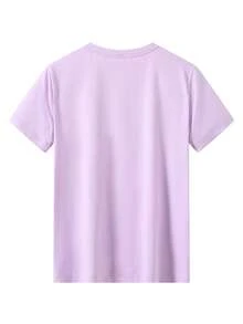 Disney Anna, Elsa And Snowy,  Summer Girls' Cotton Crew Neck Short-Sleeve Shirt, Suitable For Everyday Wear, Vacations, Outdoor Activities, And Also Makes A Great Gift For Children. - Màu tím hoa cà - Xem 2