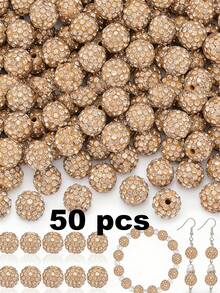 50/100/200颗 10毫米闪亮迪斯科球珠 - 闪亮黄色塑料珠，反光表面，适用于珠宝制作、DIY工艺品、项链和耳环配件、珠宝制作珠子、耳环组件、手工珠子 - 彩色 - 查看 30