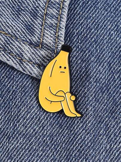 1PC Funny Sad Banana Enamel Pin - Cartoon Mood Brooch For Backpacks, Jackets, Bags - Personalized Accessory
