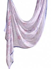 1条女士印花头巾，柔软薄纱面料，时尚百搭，粉紫双色设计，轻盈透气，防晒防风，适合所有季节及日常佩戴。 - 多色-F - 查看 3