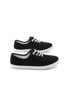 2026 Spring/Summer New Men's Canvas Casual Sports Shoes, Low-Top Lace-Up Canvas Shoes, Black Lightweight Casual Tennis Shoes - Black and White - View 9