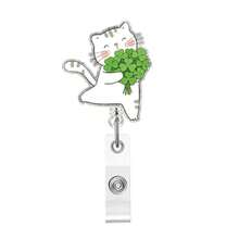 Easter Badge Reels With Alligator Clip Funny ID Badge Holders Cute Bunny Badge Reel Designs Retractable Bow Shape Easter Badge Holder For Nursing Medical Students Nurse Name Accessories For Work - 聖派翠克 979 - 查看 1