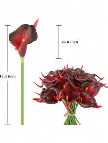 MEHELANY 12/6/1pc 酒紅色人造馬蹄蘭，長35cm，PU材質，人造花，馬蹄蘭花束，適用於居家婚禮裝飾、室內/室外裝飾、花園裝飾、派對裝飾、波希米亞風格裝飾、節日派對裝飾、母親節生日慶祝、日常禮物等 - 黑紅 - 查看 3