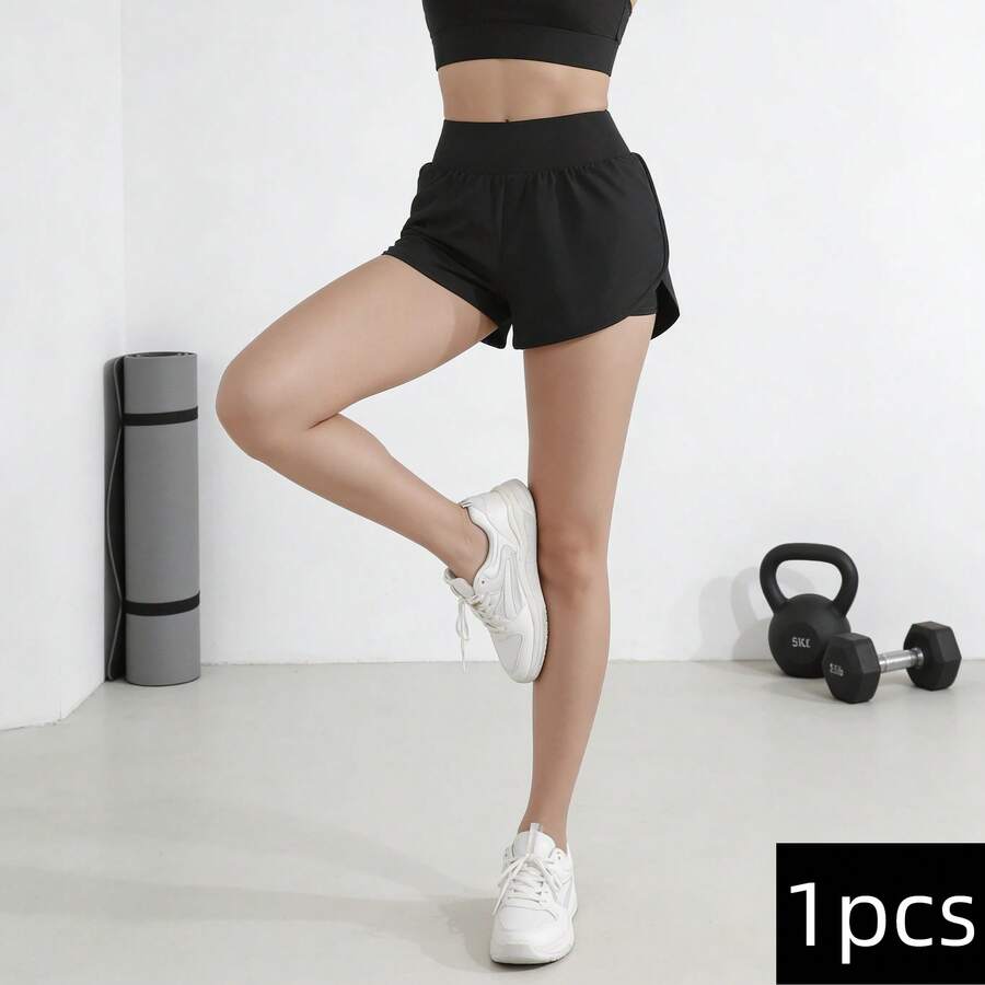 Best-Selling Women's High-Waisted Black Sports Shorts – Skirted, Breathable & Quick-Dry For Yoga, Fitness, Tennis & Casual Wear | Machine Washable, Elastic & Flattering Fit - 黑色 - 查看 1