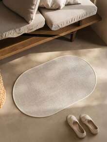 1 件椭圆形亚麻硅藻土浴室地垫，简约亚麻硅藻土浴室地毯 - 春夏通用，防水，可水洗，长条形，适用于玄关、走廊、洗衣房、客厅 - 彩色 - 查看 3