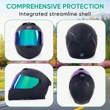 Black Anti-Impact And Sand-Proof Motorcycle Helmet, Multiple Ventilation, Tail Design Exposed Helmet, S, M, L, XL,2-Lens Full-Face Helmet - A - View 4