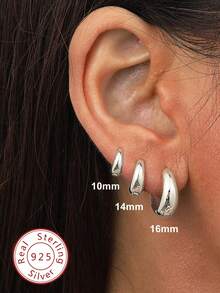 1 Đôi Khuyên Tai Vòng Đơn Giản Nhiều Kích Cỡ, Bạc Sterling 925, Khuyên Tai Phong Cách Tối Giản Thường Ngày Dành Cho Nữ, Quà Tặng Trang Sức Chất Lượng Cao, Thích Hợp Để Đeo Hàng Ngày - khuyên tai dạng tròn đơn giản - Xem 1