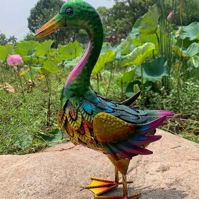 Contemporary Duck Statue - Colorful Outdoor Garden Decor Sculpture, Freestanding Animal Statue Suitable For Lawn, Porch, Patio, Yard, Pond - Thanksgiving Decorative Accent, No Electricity Required