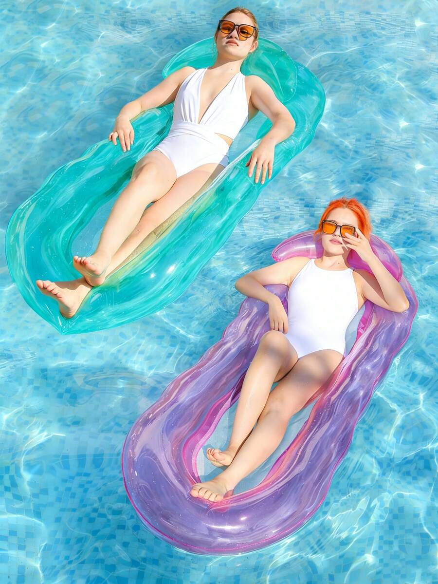 1/2 piezas Silla de salón flotante para adultos en piscina, hamaca flotante, bote de agua inflable, sofá inflable para fiesta de piscina de verano - redondo - Ver 1