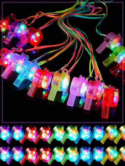 8pcs Luminous Whistle, Glow Party Favors, Neon Whistle Wholesale For Party Supplies, Theme Party Gifts, LED Whistle With Lanyard, Flashing Glow Whistle In The Dark, Suitable As Adult Birthday Party Gifts, For Adult Use Only
