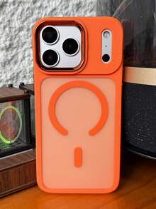 1pc Luxury Translucent Matte Magnetic Shockproof Wireless Charging Phone Case Compatible With IPhone 17 Pro Max 17 Air 16 15 14 13 12 Pro Max Plus Soft Frame Hard Translucent Matte Skin Feel Back Cover For Men Women Cover - Orange - View 3