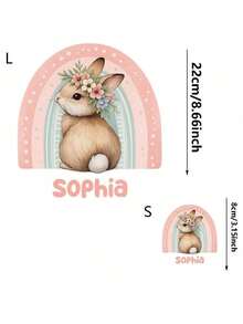 1pc/2pcs/3pcs Rainbow Flower Wreath Rabbit Vinyl Stickers, Suitable For T-Shirts, Jeans, Jackets, Backpacks DIY, Washable And Ironable, Make Your Clothes Stand Out - L - View 3