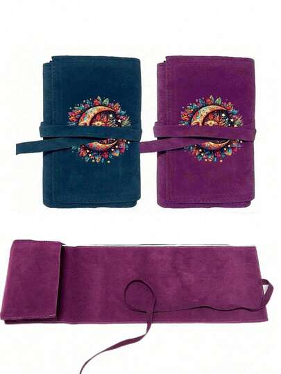 2 Stück Samt Tarot Kartentasche - Zweifarbig Blau und Lila mit Zugverschluss, weicher Stoffschutz, tragbare Tasche, Kartentasche, geeignet zum Aufbewahren von Karten und kleinen Gegenständen