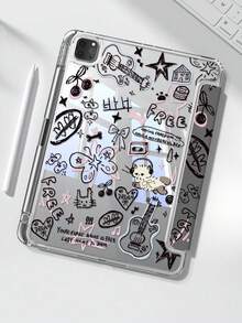 Cute Cartoon Cat, Animal, Butterfly, Letter, Star, Bow Pattern Double-Sided Acrylic Transparent Crystal Back Cover, Shock-Resistant And Durable, Suitable For  7th, 8th And 10th Generation (10.2 Inch). It Has A Built-In Pen Slot And Supports Sleep/Wake Function. An Ideal Choice For Halloween And New Year Gifts. - View 1