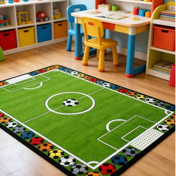 1 Stück Fußballfeld Muster Dekorativer Teppich, Dekorativer Teppich, Schlafzimmer Dekoration, Kleiner Teppich, Teppich, Wohndekoration, Wohnzimmer Teppich, Kleiner Wohnzimmer Teppich, Schlafzimmer Teppich, Wohnzimmer Wohndekoration, Outdoor Teppich, Waschbarer Teppich