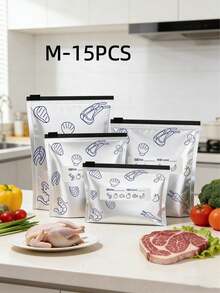 1/10/15/20/45Pcs Durable Antibacterial Foil Bags, Thick Aluminum Foil Food Pouches, Zipper Closure Food Bags, Reusable Fresh-Keeping Organizer, Practical Kitchen Supplies For Freezer Storage & Food Sorting - Multicolor - View 15