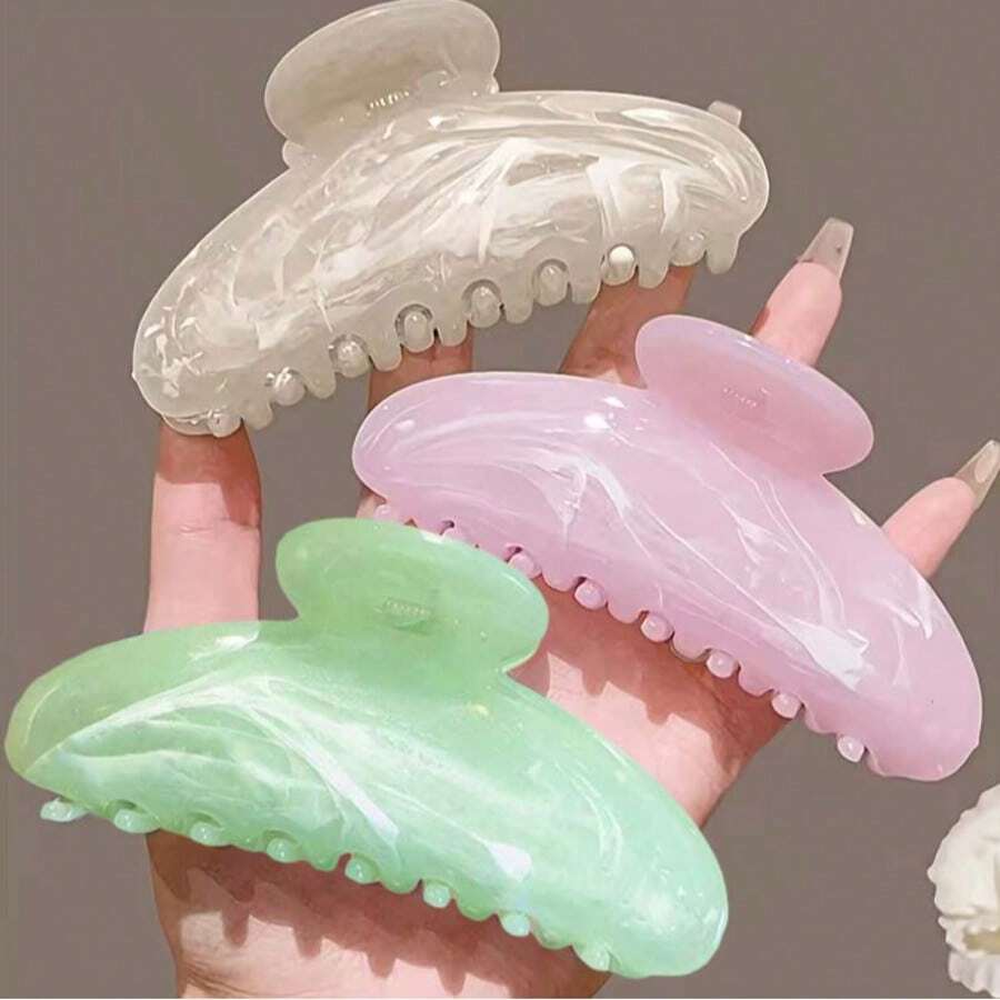 3 قطع / مجموعة كبيرة الحجم مشابك شعر موجية بتدرج اللون الوردي والأخضر والأبيض، إكسسوارات شعر صيفية أنيقة وعملية متعددة الاستخدامات مناسبة للاستخدام اليومي والكاجوال والحفلات والعمل والعطلات وغسل الوجه والمكياج ومطابقة الملابس والعودة إلى الموضة المدرسية، مشابك شعر أنيقة للنساء - متعدد الألوان - مشاهدة 1