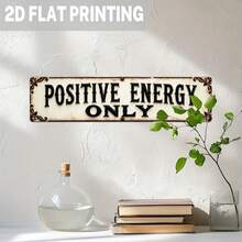 1 Stück 2D flache "Nur positive Energie akzeptieren" rustikale schwarze Textbeschilderung, geeignet für Wohnzimmer, Schlafzimmer, Büro, Eingang, Heimdekoration, Landhausstil Dekoration - mehrfarbig - Übersicht 4