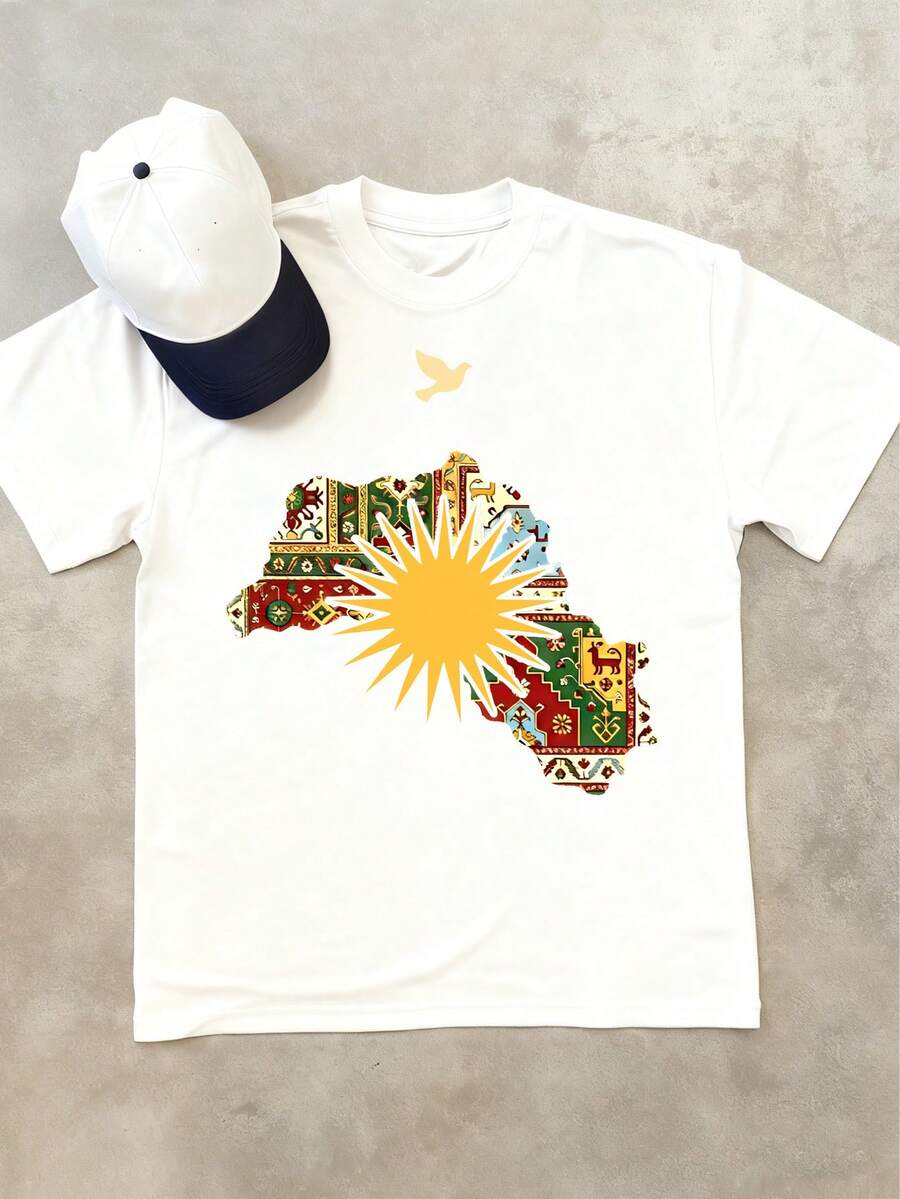 Casual Men's Cotton T-Shirt, Made Of Pure Cotton Material, Is Comfortable To Wear And Has A Casual Style. The Design Is Fashionable And Versatile, Suitable For Daily Wear And Outdoor Activities. It Is A Must-Have Item For Street Fashion Or Summer, And Is Also An Excellent Gift For Men. - 白色 - 查看 1