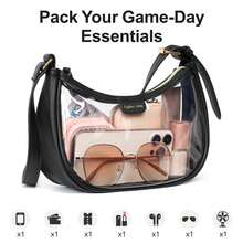 Clear Shoulder Bag 9x6x3 - Clear Bag For Stadium Events For Women Short Strap, Perfect For Sport Event Concert Daily - 黑色007AAA - 查看 5