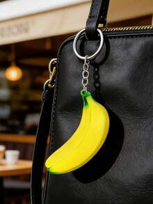 1pc Mini Banana & Strawberry Simulation Fruit & Vegetable Keychain Pendant Stress Ball - Multicolor - View 7