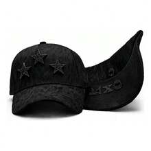 Gorra estilo barbas hats rockstar total black calidad premium con interior satinado en color negro chip nfc incluido pines incluidos unisex para hombre o mujer - Negro - Ver 2