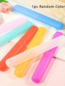 随机颜色便携式牙刷盒，牙刷卫生护理，户外用品，旅行牙刷收纳盒，户外旅行和居家浴室收纳保护套，家用工具，学习用品，大学宿舍学生牙刷 - 彩色 - 查看 18