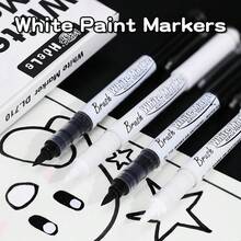 10 Peças/Conjunto Canetas Marcadoras de Acrílico nas Cores Branco/Preto, Conjunto de Pintura de Arte com Ponta Macia Líquida Reta para Desenho, Grafite, Mangá - Conjuntos - Visão 1