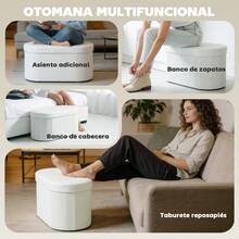 HOMCOM Storage Benches & Ottomans - Cream - View 8