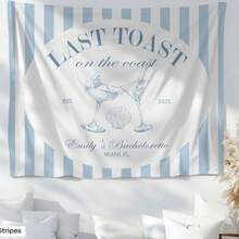 1PC Custom Beach Bachelorette Party Banner Decor Last Toast On The Coast Tapestry Sign Seashell Cocktail Martini Bach Weekend Photo Backdrop, 5 Sizes Available - 白色 - 查看 1