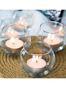 5pcs Transparent Glass Candle Holders, Votive/Floating Candle Holders, Round Vase Holders For Wedding, Engagement, Bridal Shower, Party Table Centerpieces, Glass Wishing Candle Holders, Glass Tea Light Candle Holders, Round Tea Light Candle Holders For Dining Table, Wedding, Rehearsal Dinner, Outdoor Events And Holiday Celebrations, Empty Clear Candle Holders - Multicolor - View 3