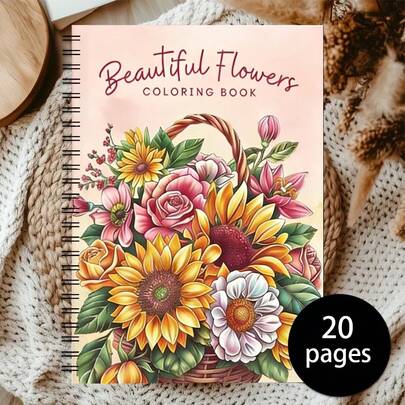 1pc YO Floral Sketchbook, Sturdy And Durable, Contains Various Beautiful Flower Illustrations, Unleash Your Creativity, Excellent For Leisure And Entertainment, Suitable As A Gift (Pens Not Included)