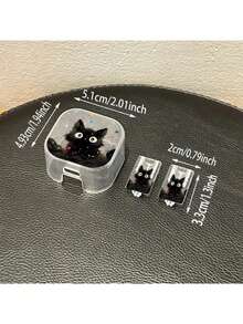 可爱黑猫图案 TPU 三件套，卡通黑猫透明 TPU 充电器保护套，兼容苹果 20W 英规快充，包含黑猫造型可爱墙式充电器保护套和线缆保护套，是送给女性女孩的理想生日礼物。 - 黑色貓咪 - 查看 3
