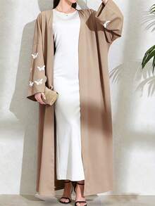 Women's Casual Everyday Wear Long Sleeve Arabic Robe With Applique - Camel - View 1
