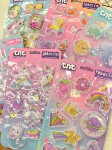 可爱夏日水果冰淇淋奶昔注水贴纸 3D海豚闪光流沙贴纸 - 彩色 - 查看 5