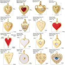 1个铜质时尚优雅迷你心形吊坠，DIY手链项链耳环首饰配件 - 彩色 - 查看 11