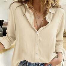 Viscose Linen Shirt – Lightweight, Elegant, And Super Comfortable! Pointelle Knit - Vacation - 沙 - 查看 2