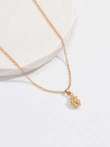 1pc Gothic Minimalist Copper Tone Anatomical Heart Pendant Necklace, Unisex Goth Style Jewelry - Necklace - View 4