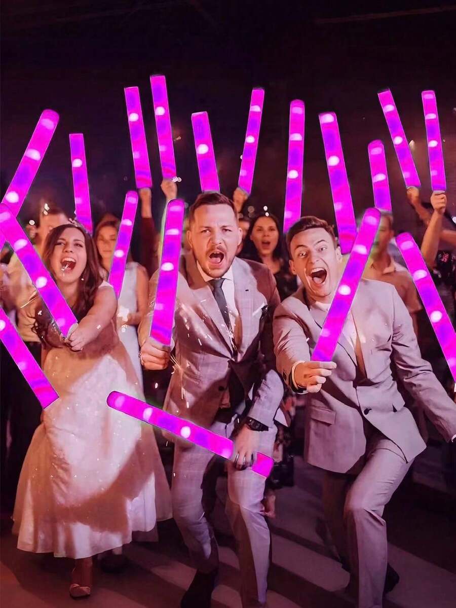 20/10/5/1pc LED Glow Sticks For Party, Wedding, Birthday, Christmas And Halloween, Battery Powered, Perfect For Creating A Vibrant Party Atmosphere, Celebration Essential | Glowing Accessories | Practical Lighting - Rose Pink - View 1